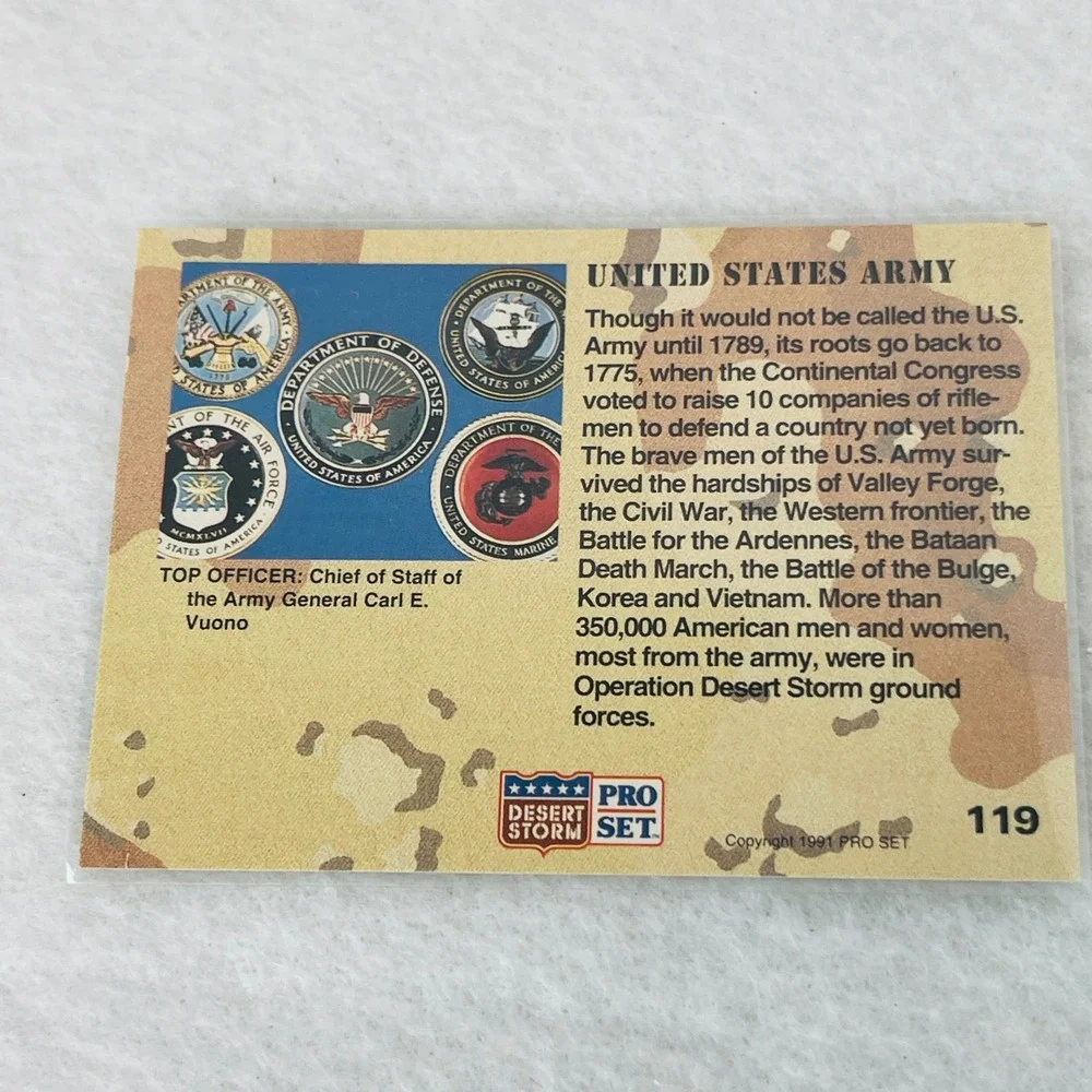 1991 Pro Set Desert Storm Trading Card 119 United States Army Personnel General